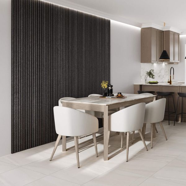 Chevron Noir Black Acoustic Wood Slat Panel