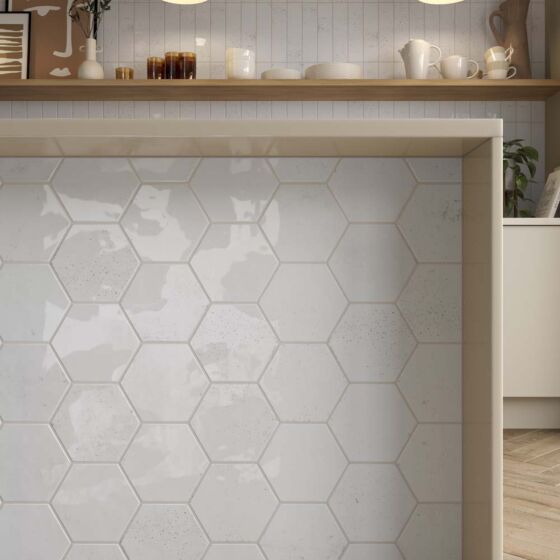 Hope White Hexagon Gloss Ceramic Wall 150x173mm