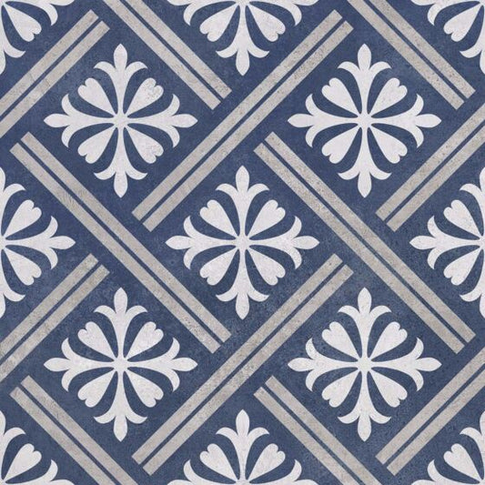 Mondrian Navy Blue Patterned Vitrified Ceramic 335x335mm