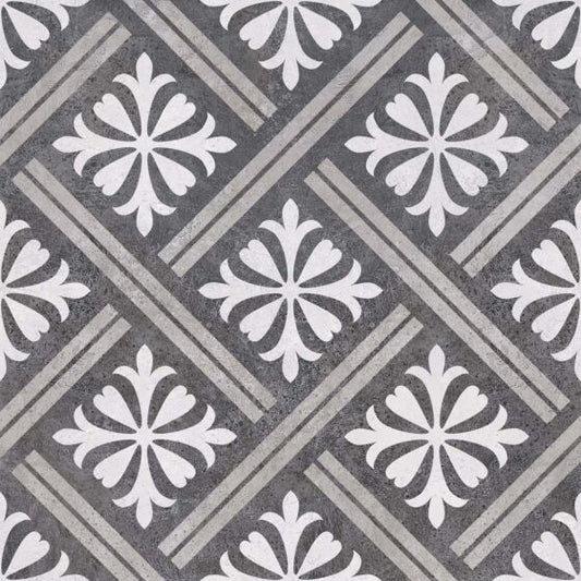 Mondrian Charcoal Patterned Vitrified Ceramic 335x335mm