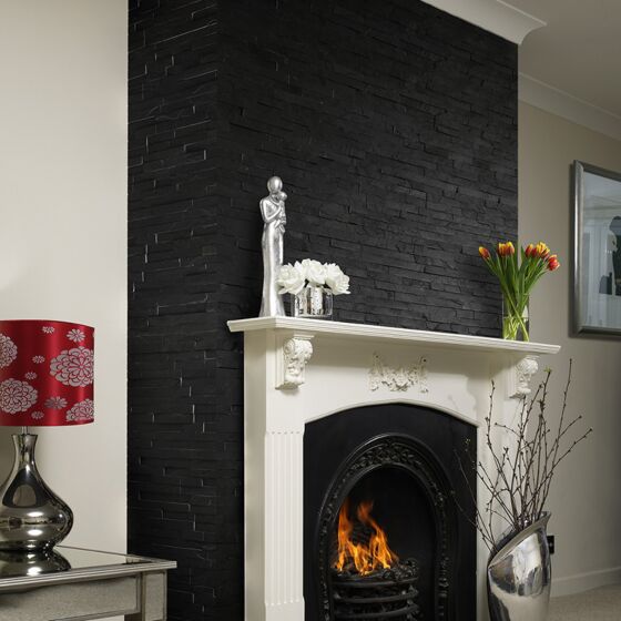 Black Split Face Slate Cladding 100x360mm